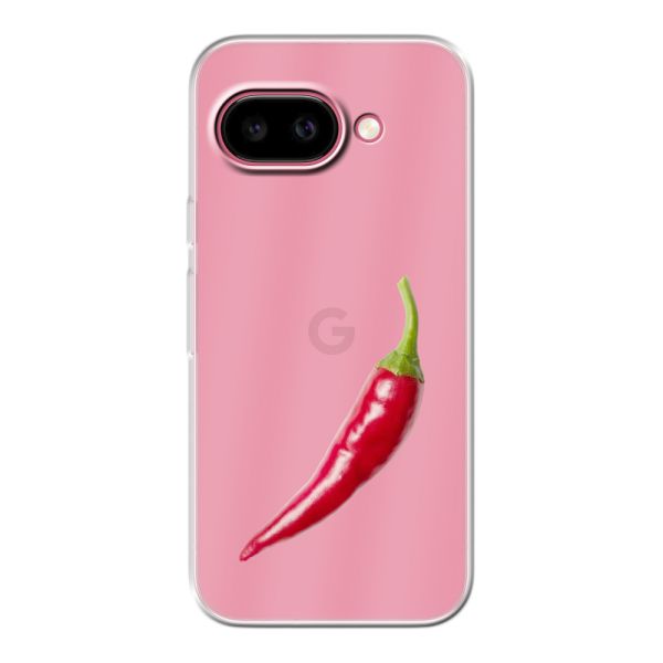 Funda Google Pixel 9A flexible transparente con guindilla roja - Diseño picante