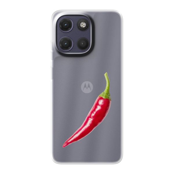 Transparant flexibel Motorola Moto G17 hoesje met Rode Peper - Pittig Design