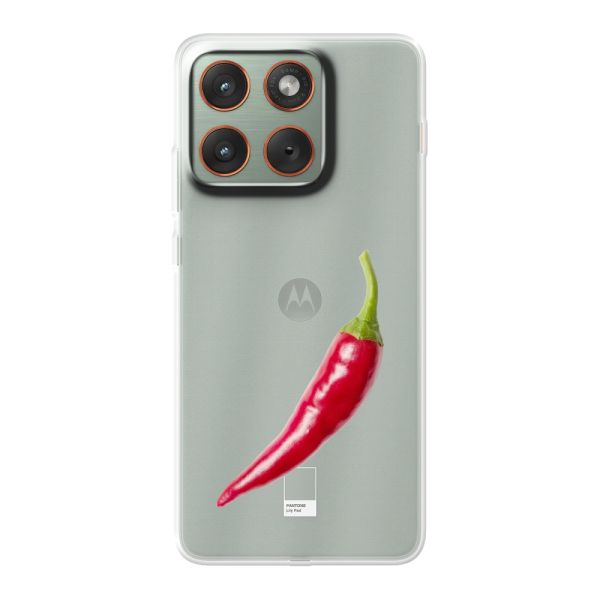 Coque Motorola Edge 70 flexible transparente avec piment rouge - Design épicé