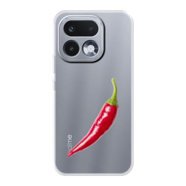 Transparant flexibel Realme 16 Pro hoesje met Rode Peper - Pittig Design