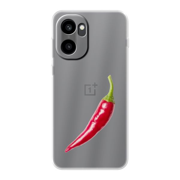 Transparant flexibel OnePlus 15R hoesje met Rode Peper - Pittig Design