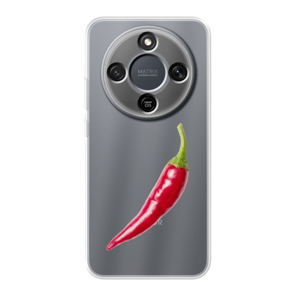 Transparant flexibel Honor Magic8 Lite hoesje met Rode Peper - Pittig Design