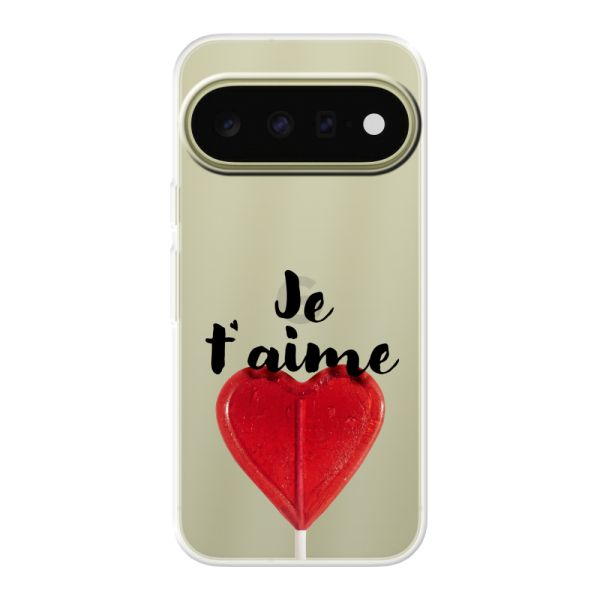 Transparant flexibel Google Pixel 11 hoesje met Hartvormige Lolly - Je t'aime