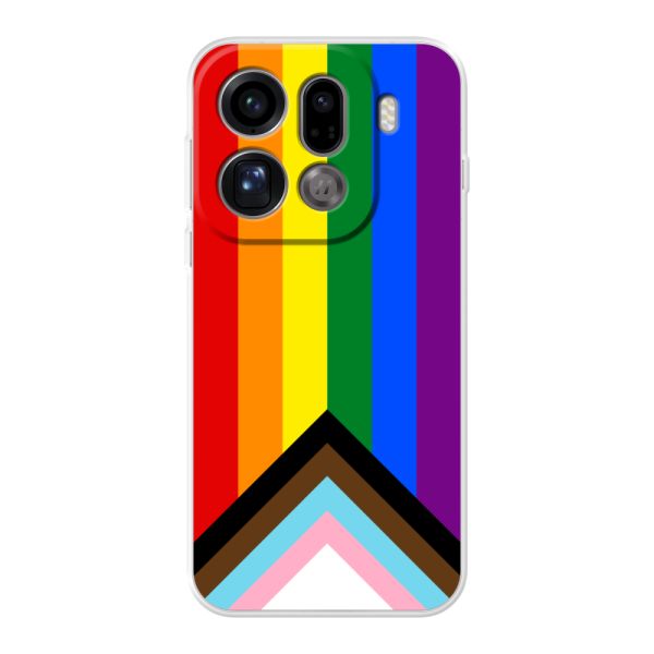 Transparant flexibel Oppo Find X9 Pro hoesje met Regenboog Vlag - Progress Pride Vlag