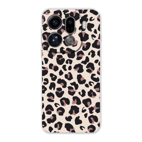 Transparant flexibel Oppo Find X9 Pro hoesje met Panter Print - Beige Luipaardprint
