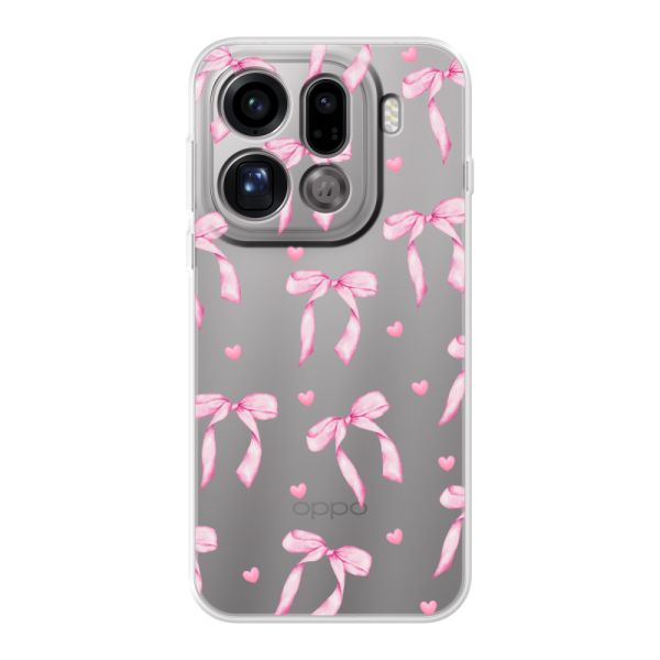 Transparant flexibel Oppo Find X9 Pro hoesje met Roze Strikjes en Hartjes
