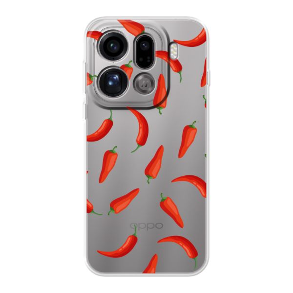 Transparant flexibel Oppo Find X9 Pro hoesje met Rode Pepers - Transparant Chili Pepper Patroon