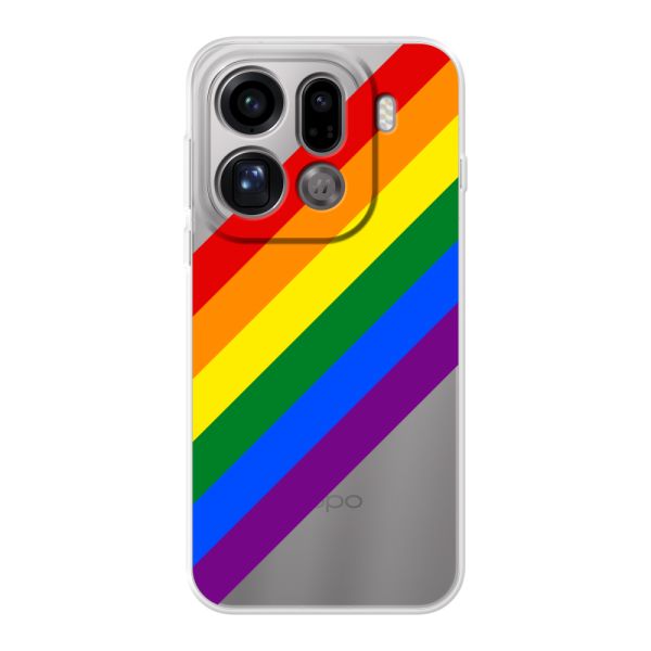 Transparant flexibel Oppo Find X9 Pro hoesje met Diagonale Regenboog - Pride Strepen