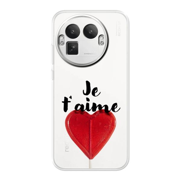 Transparant flexibel Realme GT 8 Pro hoesje met Hartvormige Lolly - Je t'aime