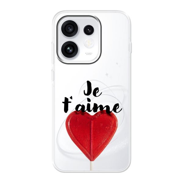 Transparant flexibel Oppo Reno16 hoesje met Hartvormige Lolly - Je t'aime