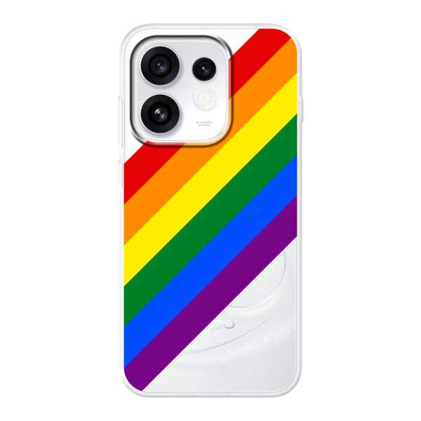 Transparant flexibel Oppo Reno16 hoesje met Diagonale Regenboog - Pride Strepen