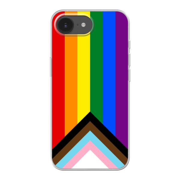 Funda iPhone 17e flexible transparente con Bandera arcoíris - Bandera Progress Pride