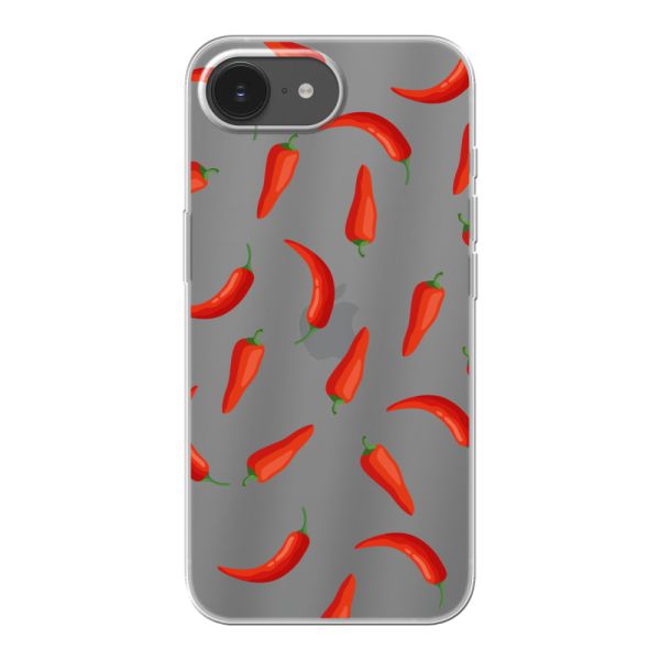 Funda iPhone 17e flexible transparente con Chiles Rojos - Patrón Transparente Chili Pepper