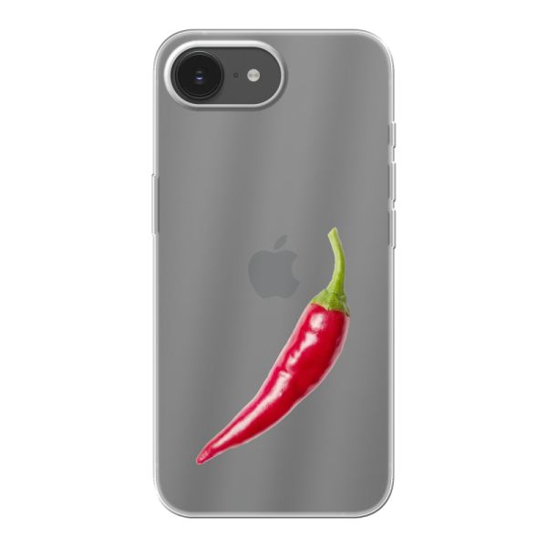 Funda iPhone 17e flexible transparente con guindilla roja - Diseño picante