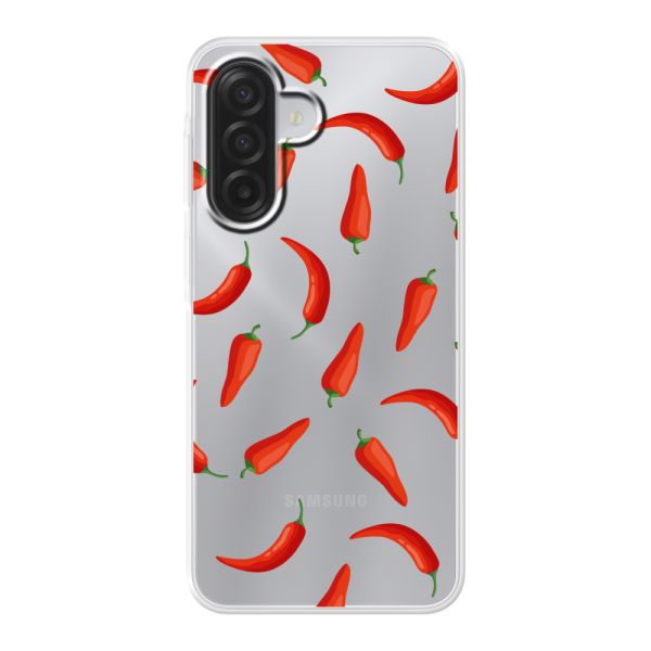 Transparant flexibel Samsung Galaxy A18 5G hoesje met Rode Pepers - Transparant Chili Pepper Patroon