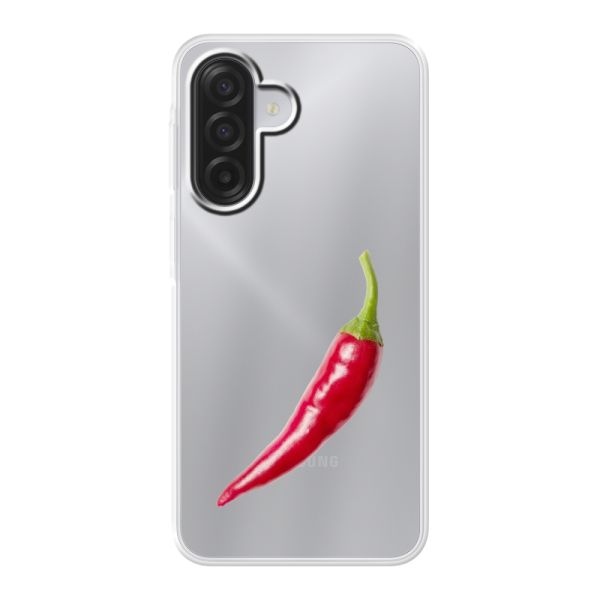 Transparant flexibel Samsung Galaxy A18 5G hoesje met Rode Peper - Pittig Design