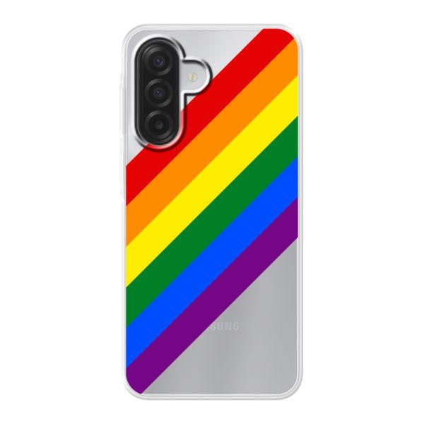 Transparant flexibel Samsung Galaxy A18 5G hoesje met Diagonale Regenboog - Pride Strepen
