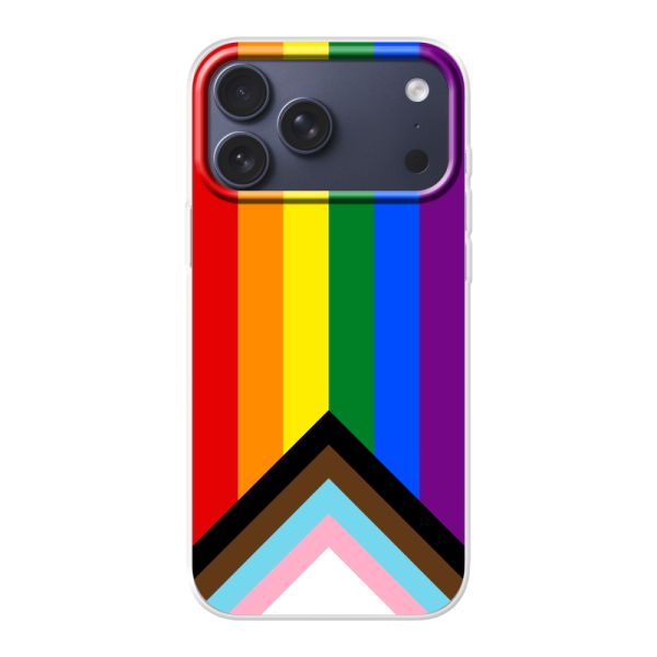 Funda iPhone 18 Pro Max flexible transparente con Bandera arcoíris - Bandera Progress Pride