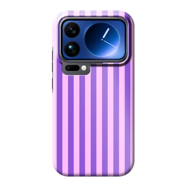 Funda Xiaomi 17 Pro extra resistente con rayas pastel moradas y rosas