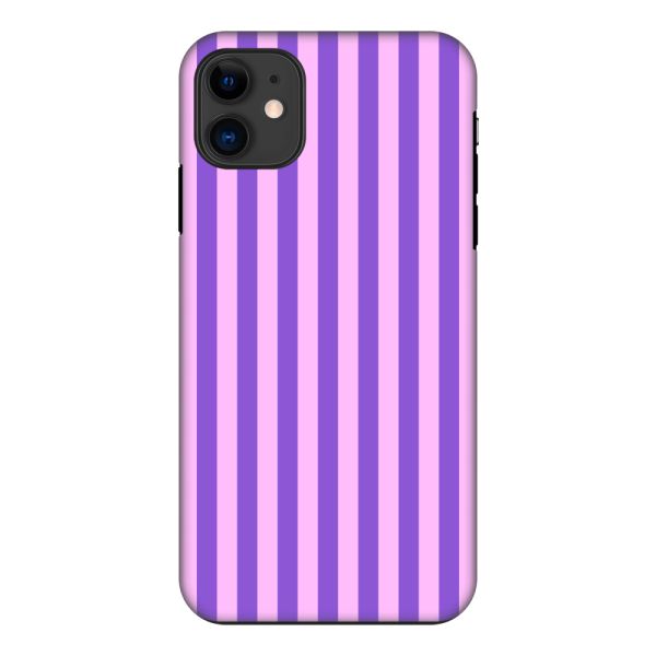 Besonders robuste iPhone 11 Hülle mit lila-rosa Pastellstreifen