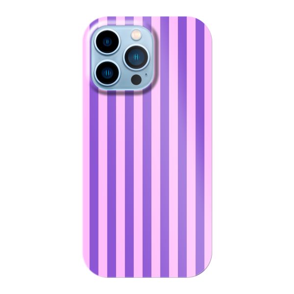 Besonders robuste iPhone 14 Pro Max Hülle mit lila-rosa Pastellstreifen