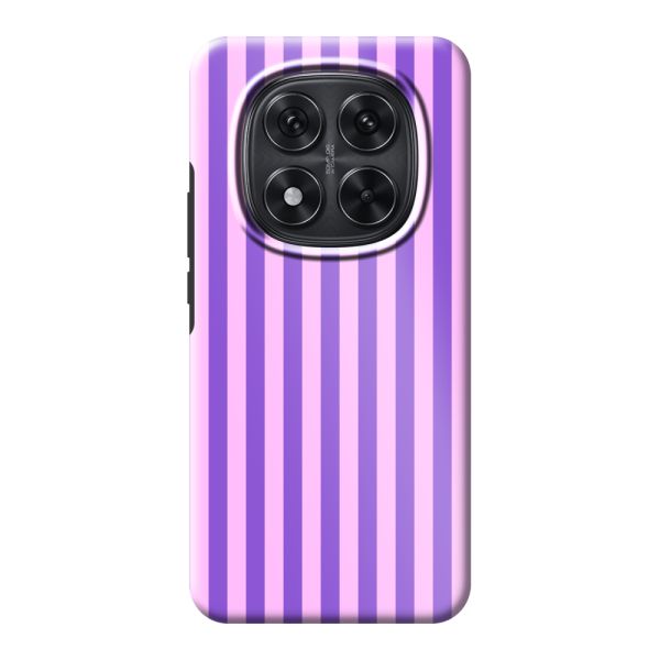 Funda Xiaomi Poco X7 extra resistente con rayas pastel moradas y rosas