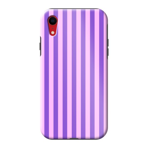 Besonders robuste iPhone Xr Hülle mit lila-rosa Pastellstreifen