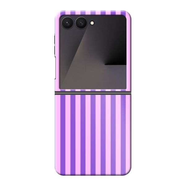 Funda Samsung Galaxy Z Flip7 extra resistente con rayas pastel moradas y rosas