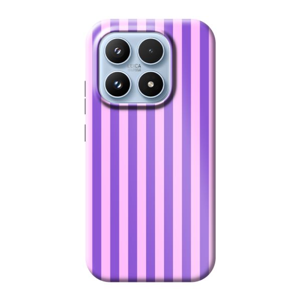 Funda Xiaomi 17 extra resistente con rayas pastel moradas y rosas