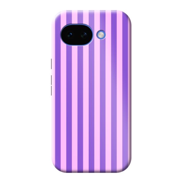 Funda Google Pixel 10A extra resistente con rayas pastel moradas y rosas