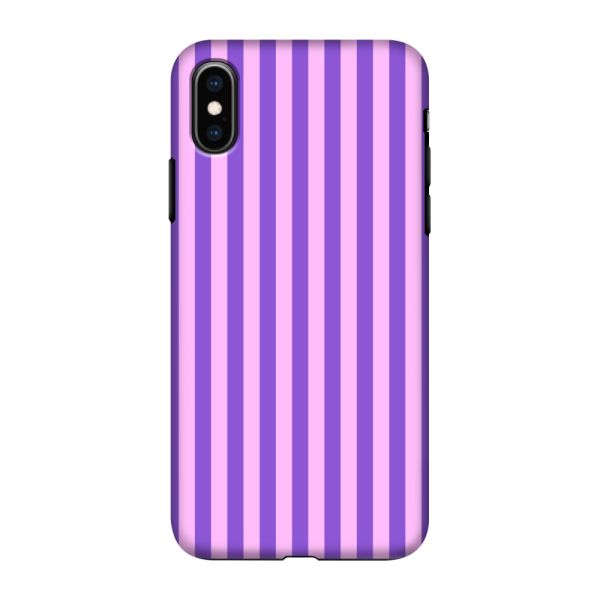 Besonders robuste iPhone X Hülle mit lila-rosa Pastellstreifen