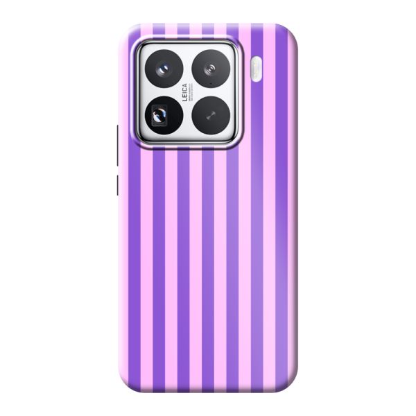 Funda Xiaomi 15 Pro extra resistente con rayas pastel moradas y rosas