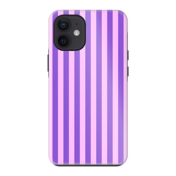 Besonders robuste iPhone 12 mini Hülle mit lila-rosa Pastellstreifen