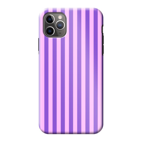 Besonders robuste iPhone 11 Pro Max Hülle mit lila-rosa Pastellstreifen