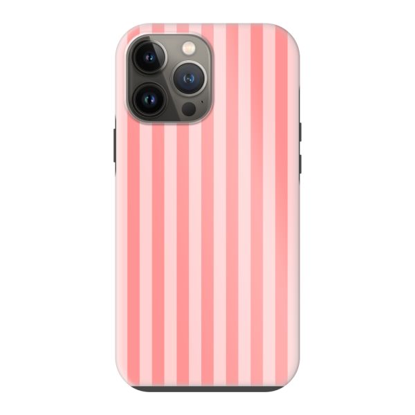 Besonders robuste iPhone 13 Pro Max Hülle mit korallen-rosa Streifen