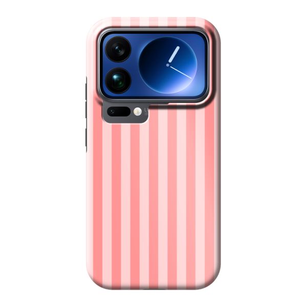 Funda Xiaomi 17 Pro extra resistente con rayas coral y rosas