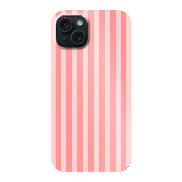 Besonders robuste iPhone 15 Plus Hülle mit korallen-rosa Streifen