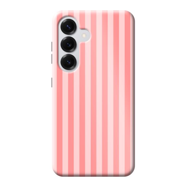 Funda Samsung Galaxy S25 extra resistente con rayas coral y rosas