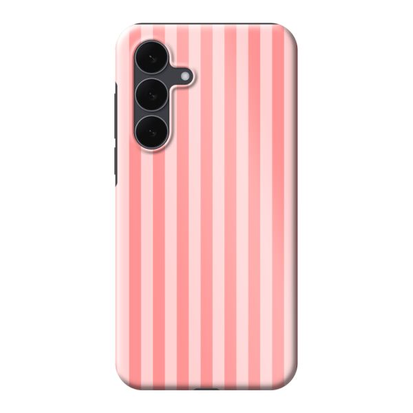 Funda Samsung Galaxy S25 FE extra resistente con rayas coral y rosas