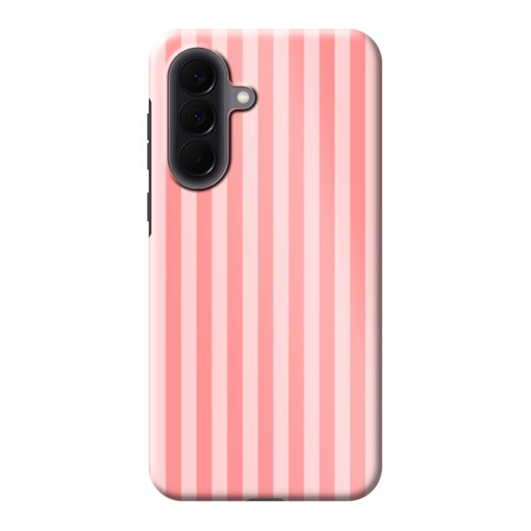 Funda Samsung Galaxy A57 extra resistente con rayas coral y rosas