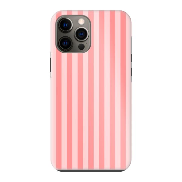 Besonders robuste iPhone 12 Pro Max Hülle mit korallen-rosa Streifen