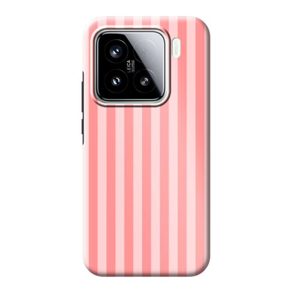 Funda Xiaomi 15 extra resistente con rayas coral y rosas