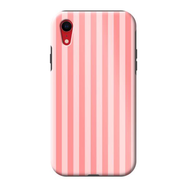 Besonders robuste iPhone Xr Hülle mit korallen-rosa Streifen