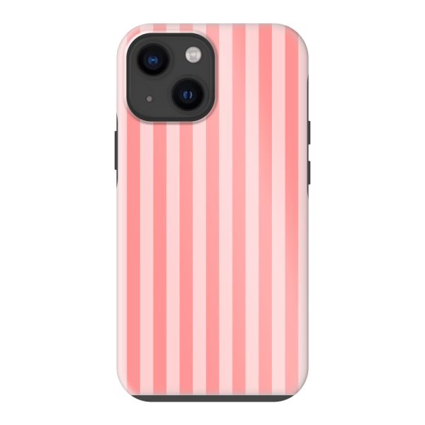 Besonders robuste iPhone 13 mini Hülle mit korallen-rosa Streifen