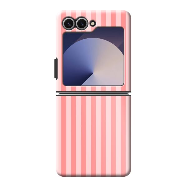Funda Samsung Galaxy Z Flip6 extra resistente con rayas coral y rosas