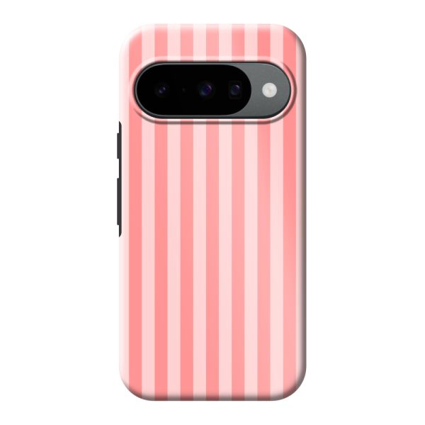Funda Google Pixel 10 extra resistente con rayas coral y rosas