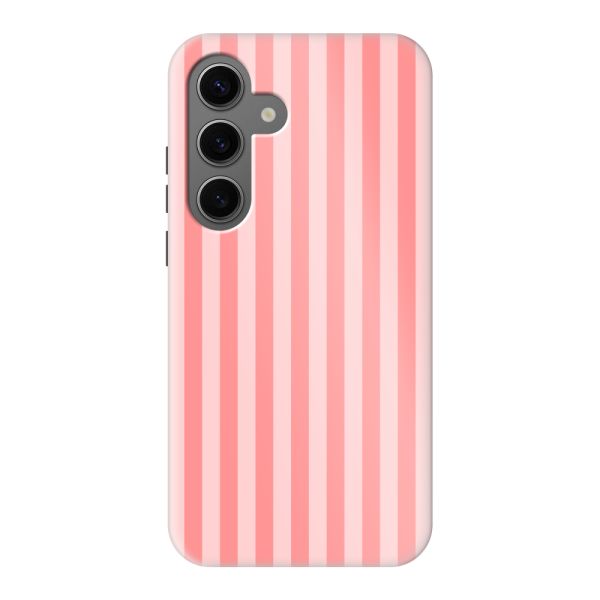 Extra sterk Samsung Galaxy S24 hoesje met Koraal-roze strepen