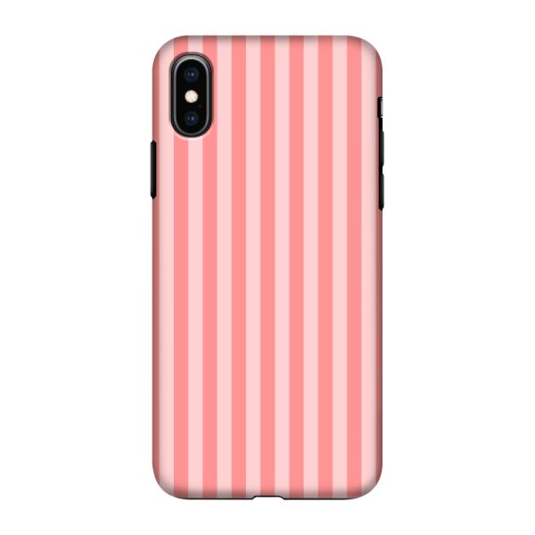 Besonders robuste iPhone X Hülle mit korallen-rosa Streifen