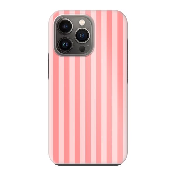 Besonders robuste iPhone 13 Pro Hülle mit korallen-rosa Streifen