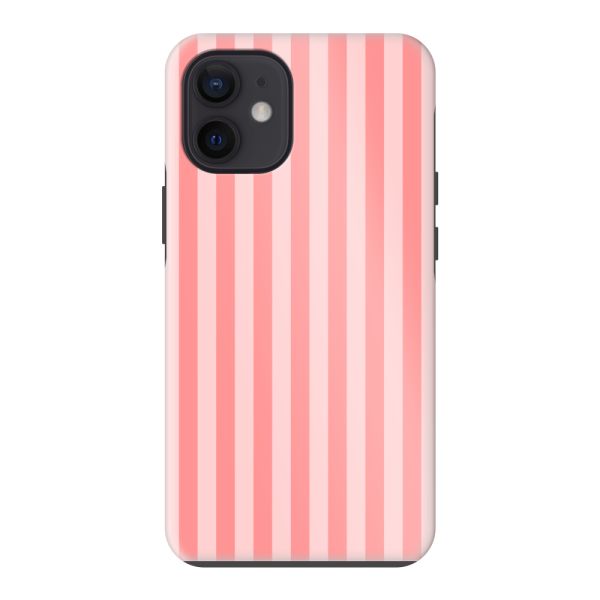 Besonders robuste iPhone 12 mini Hülle mit korallen-rosa Streifen